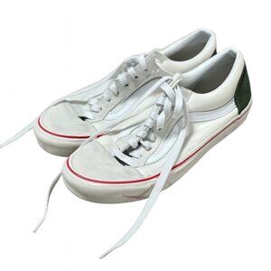 Vans White & Green Low Top Sneakers | Red Stripe | Men’s Size 8